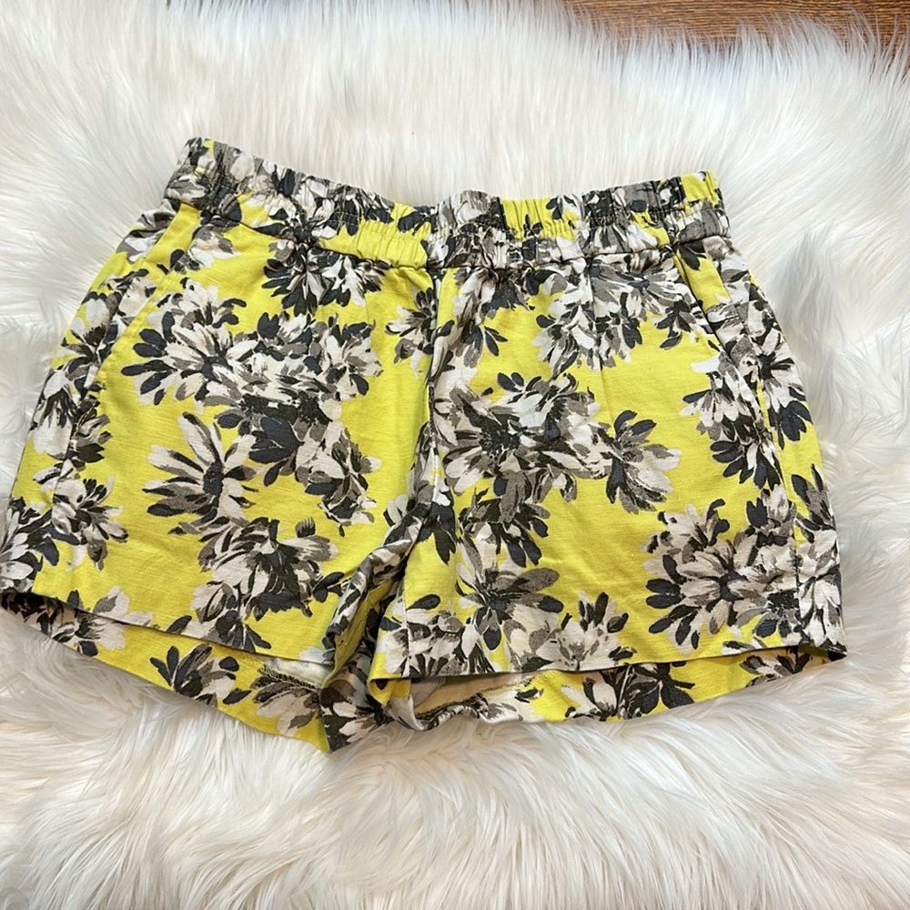 J. Crew Yellow Floral Linen-Blend Boardwalk Shorts - Picture 2 of 5